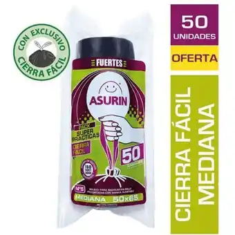 Bolsas para residuos asurín mediana cierra fácil 50x65cm x50u