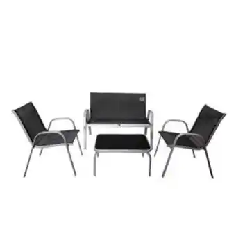 Pinturerías Rex Juego de jardin sillon + sillas + mesa 4 piezas acero negro oferta