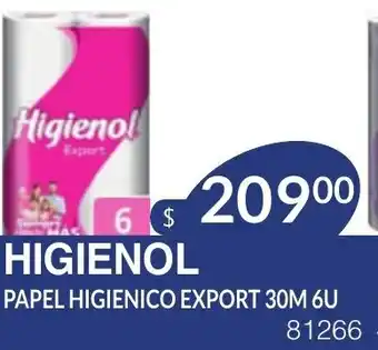 Masivos Higienol Papel Higienico Export 30M 6 u oferta