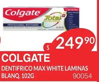 Masivos Colgate Dentifrico Max White Laminas Blanq.102 g oferta