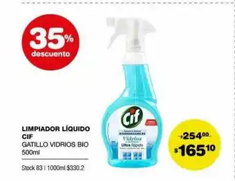 Atomo Conviene Limpiador Líquido Cif Gatillo Vidrios Bio 35% Descuento oferta