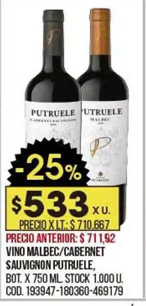 Coto Vino Malbec Cabernet Sauvignon Putruelle oferta