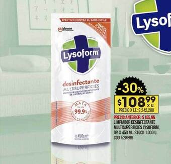 Coto Limpiador Desinfectante Multisuperficies Lysoform oferta