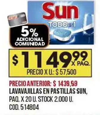 Coto Lavavajillas En Pastillas Sun oferta