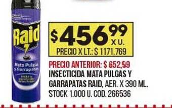 Coto Insecticida Mata Pulgas Y Garrapatas Raid oferta