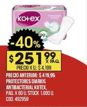 Coto Protectores Diarios Antibacterial Kotex oferta