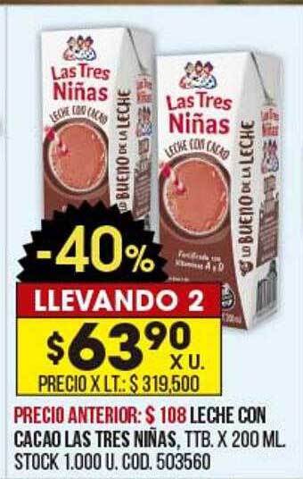 Coto Leche Con Cacao Las Tres Niñas oferta