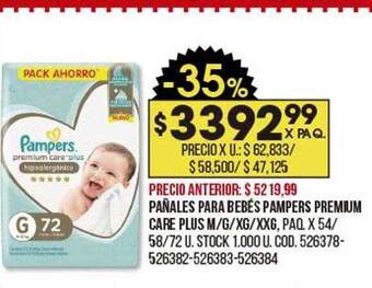 Coto Pañales Para Bebés Pampers Premium Care Plus oferta