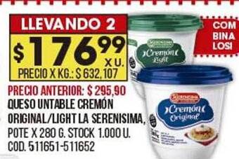 Coto Queso Untable Cremón Original Light La Serenisima oferta