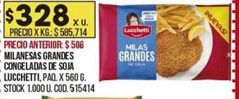 Coto Milanesas Grandes Congeladas De Soja Lucchetti oferta
