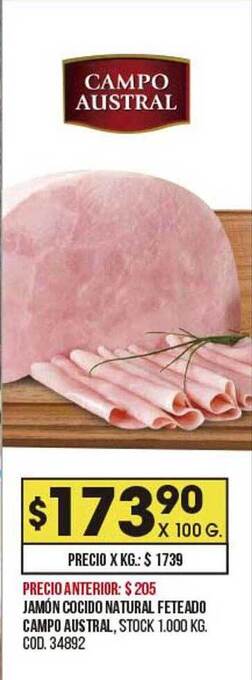Coto Jamón Cocido Natural Feteado Campo Austral oferta