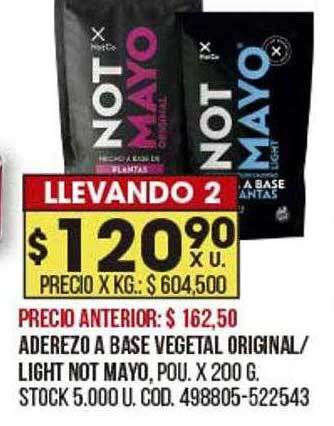 Coto Aderezo A Base Vegetal Original Light Not Mayo oferta