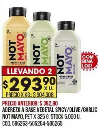 Coto Aderezo A Base Vegetal Spicy Olive Garlic Not Mayo oferta