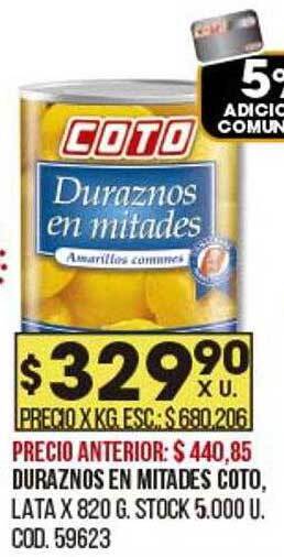 Coto Duraznos En Mitades Coto oferta