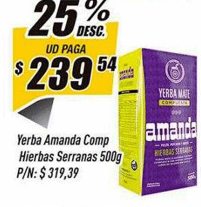 Supermercados Comodin Yerba Amanda Comp Hierbas Serranas oferta