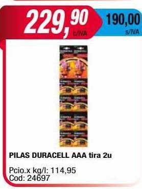 Maxiconsumo Pilas Duracell Aaa Tira 2u oferta