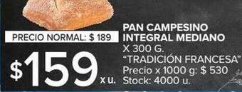 Carrefour Pan Campesino Integral Mediano oferta