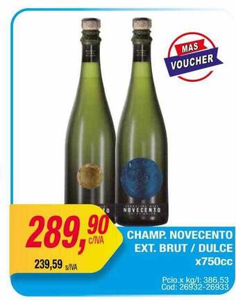 Maxiconsumo Champ. Novecento Ext. Brut Dulce oferta