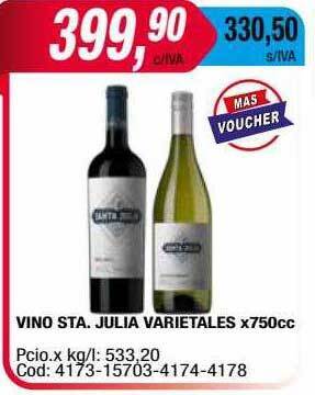 Maxiconsumo Vino Sta. Julia Varietales oferta