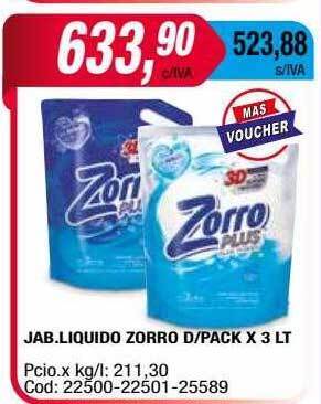 Maxiconsumo Jab. Liquido Zorro D-pack oferta