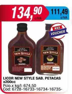 Maxiconsumo Licor New Style Sab. Petacas oferta
