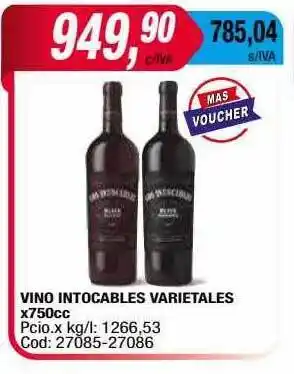 Maxiconsumo Vino Intocables Varietales oferta