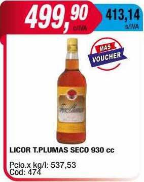 Maxiconsumo Licor T.plumas Seco oferta