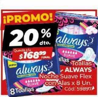Diarco Toallas Always Noche Suave Flex Con Alas oferta