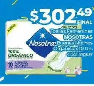 Diarco Toallas Femeninas Nosotras Buenas Noches Organica oferta