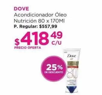 Punto de Salud Dove Acondicionador óleo Nutrición 80 25% De Descuento oferta