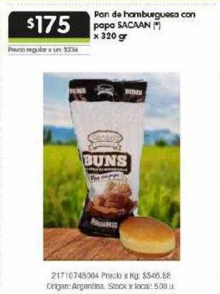 Jumbo Pan De Hamburguesa Con Papa Sacaan oferta