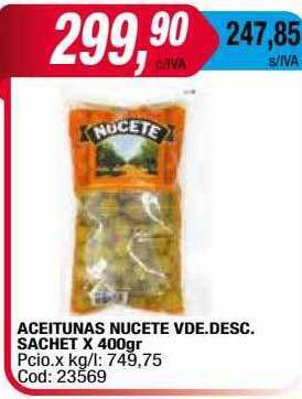 Maxiconsumo Aceitunas Nucete Vde.desc. Sachet oferta