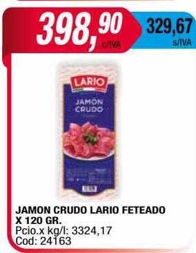 Maxiconsumo Jamon Crudo Lario Feteado oferta