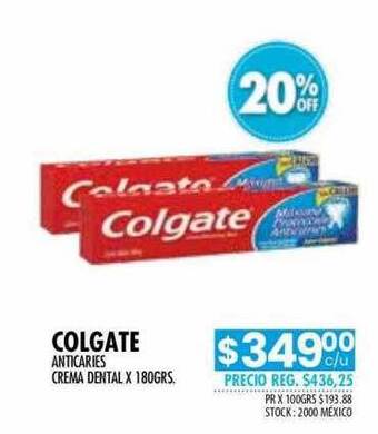 Pigmento Colgate Anticaries Crema Dental 20% Off oferta