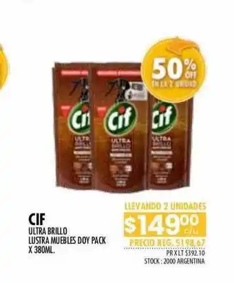 Pigmento Cif Ultra Brillo Lustra Muebles Doy Pack oferta