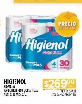Pigmento Higienol Premium Papel Higiénico Doble Hoja oferta