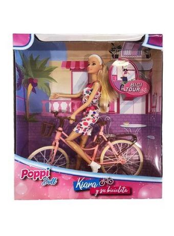 El Mundo del Juguete Muñeca kiara y su bicicleta vestido rosa con caramelos original oferta