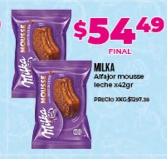 Supermayorista Vital Milka Alfajor mousse leche x 42 gr oferta