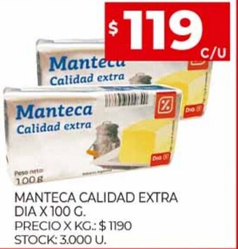 Supermercados DIA Manteca Calidad Extra Dia x 100 g oferta