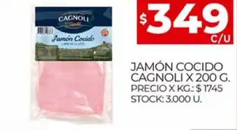 Supermercados DIA Cagnoli Jamón Cocido x 200 g oferta