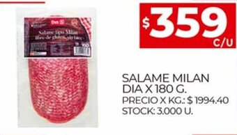 Supermercados DIA Salame Milan Dia x 180 g oferta