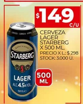 Supermercados DIA Cerveza Lager Starberg x 500ml oferta