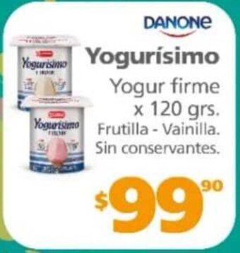 Actual Supermercados Danone Yogurísimo Yogur firme Frutilla-Vainilla x 120 grs. oferta