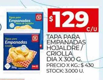 Supermercados DIA Tapa Para Empanadas Hojaldre Criolla Dia oferta