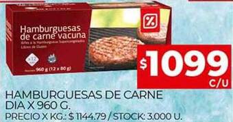Supermercados DIA Hamburguesas De Carne Dia oferta