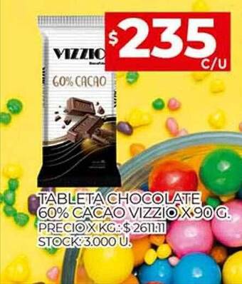 Supermercados DIA Tableta Chocolate 60% Cacao Vizzio oferta