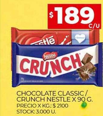 Supermercados DIA Chocolate Classic Crunch Nestle oferta
