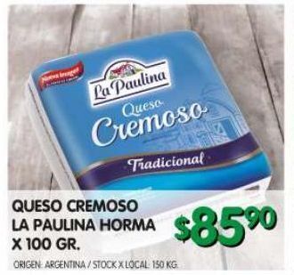 Jumbo Queso cremoso la paulina horma x 100 gr oferta