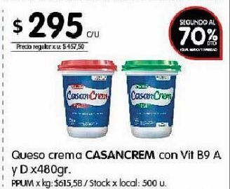 Disco Queso crema casancrem 480g oferta