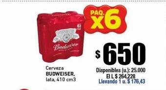 Cooperativa Obrera Cerveza Budweiser oferta